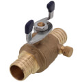 Product Image of T-2007NL 1" PEX DZR Brass Full Port Ball Valve w/ Drain & Tee Handle