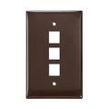 Product Image of Midsize Single-Gang Quickport, Wallplate, 3-port (Brown)