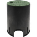 Product Image of 6" Round Standard Series Irrigation Control Valve Box (Black Box/Snap-In Green Cover)