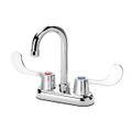 Product Image of Silver Series 4" Center Deck Mount Kitchen Faucet w/ 3-1/2" Wide Gooseneck Spout & Vandal Resistant Wrist Blades Handles