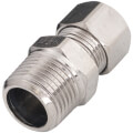 3/8" OD Tube, Drill Through (No Tube Stop) x 3/8" MIP Compression Male Adapter (Chrome)
