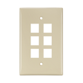Product Image of Midsize Single-Gang Quickport, Wallplate, 6-port (Ivory)
