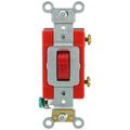 Product Image of 20A, 120/277V Toggle Single-pole AC Quiet Switch, Extra Heavy Duty Spec Grade, Self Grounding, Back & Side Wired (Red)
