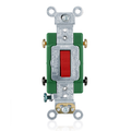 Product Image of 30A, 120/277V Toggle Double-pole AC Quiet Switch, Self Grounding, Back & Side Wired (Red)