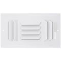 Product Image of 8" x 4" (Wall Opening Size) Three-Way White Sidewall/Ceiling Register (303 Series)
