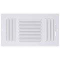 Product Image of 12" x 6" (Wall Opening Size) Three-Way White Sidewall/Ceiling Register (303 Series)