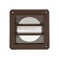 Product Image of 4" Brown Plastic Louvered Wall Exhaust Vent w/ 1/8" Metal Bug Screen, Flush Mount
