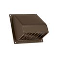 Product Image of 4" Brown Plastic Wall Exhaust Hood Vent w/ Spring Damper & Screen, Flat Flange, Flush Mount