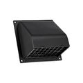 Product Image of 4" Black Plastic Wall Exhaust Hood Vent w/ Spring Damper & Screen, Flat Flange, Flush Mount