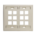 Product Image of Dual-Gang Quickport, Wallplate w/ ID Windows, 12-port (Ivory)