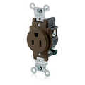 Product Image of Single Receptacle Outlet,  Smooth Face, 15A, 125V Side Wire, NEMA 5-15R, 2-Pole, 3-Wire, Grounding (Brown)