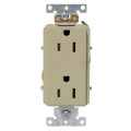 Product Image of Decora Plus Duplex Receptacle, Back/Side Wired, 15A, NEMA 5-15R, 2P, Ivory (125V)