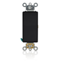 Product Image of Decora Plus Single Pole Rocker Switch, Momentary Contact,  15 A, 125V Back and Side Wire, Self-Grounding (Black)