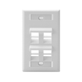 Product Image of Angled Single-Gang Quickport, Wallplate w/ ID Windows, 4-port (White)