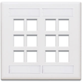 Product Image of Dual-Gang Quickport, Wallplate w/ ID Windows, 12-port (White)