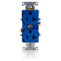 Product Image of Duplex Receptacle Outlet,  Smooth Face, 20A, 125V Back or Side Wire, NEMA 5-20R, 2-Pole, 3-Wire, Self-Grounding (Blue)
