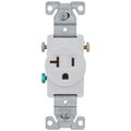 Product Image of Commercial Grade Single Receptacle, 20A, 2P, 3W, Side Wire, NEMA 5-20R - White (125V)