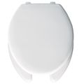 Product Image of Elongated Open Front Commercial Plastic Toilet Seat w/ Cover, Top-Tite Hinge (White)
