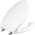 Product Image of Elongated Open Front Commercial Plastic Toilet Seat w/ Cover, STA-TITE, Self-Sustaining Hinge (White)