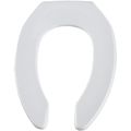 Product Image of Elongated Open Front Commercial Plastic Toilet Seat, No Cover, STA-TITE, Self-Sustaining Check Hinge, DuraGuard and Firepro (White)