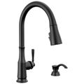 Product Image of Capertee 1 Handle Pull-down Kitchen Faucet w/ Soap Dispenser & Shieldspray (Matte Black), 19877Z-BLSD-DST