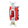 Product Image of 20A, 120V Toggle Lighted Handle, Illuminated Off 3-way AC Quiet Switch, Extra Heavy Duty Spec Grade, Self Grounding, Back & Side Wired, (Red)