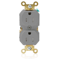 Product Image of Duplex Receptacle Outlet, Extra  Tamper-Resistant, Smooth Face, 15A, 125V Back or Side Wire, NEMA 5-15R, 2-Pole, 3-Wire, Self-Grounding, Gray