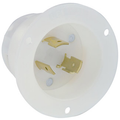 Product Image of 20A, 125/250V NEMA L10-20P, 3P, 3W, Flanged Inlet Locking Receptacle, Non-Grounding (White)