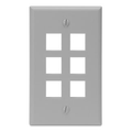 Product Image of Single-Gang Quickport, Wallplate, 6-port (Gray)