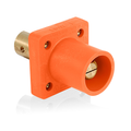 Product Image of 16 Series Single Pole Cam Type Male Panel Mount Receptacle, 90-Degree, Half Round w/ Tapped Hole, Cable Size #2, 4/0, 400A Max (Orange)