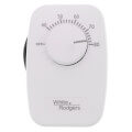 Product Image of Line Voltage Mechanical Bimetal, DPST Open on Rise, No Thermometer, Wallplate Included, w/ OFF Position (White)