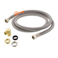 Product Image of 60" Braided Stainless Steel Fits-All Dishwasher Connector w/ MIP Elbow & Adapters (3/8" x 1/2" Compression)