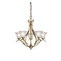 Product Image of Dover 23" 5 Light Chandelier w/ Alabaster Swirl Glass in Antique Brass
