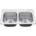 Product Image of Colony 33" x 22" Stainless Steel 4-Hole Topmount Double-Bowl Kitchen Sink (Stainless Steel)