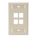 Product Image of Single-Gang Quickport, Wallplate w/ ID Windows, 4-port (Ivory)