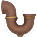 2" IPS x 1-1/2" SJ Nut with Cleanout LA Pattern Trap (Rough Brass)