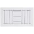 Product Image of 12" x 6" (Wall Opening Size) Three-Way White Sidewall/Ceiling Register W (A613MS Series)