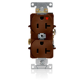 Product Image of Isolated Ground Duplex Receptacle Outlet,  Smooth Face, 20A, 125V Back or Side Wire, NEMA 5-20R, 2-Pole, 3-Wire, Self-Grounding (Brown)