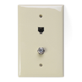 Product Image of Midsize Telephone/video Wall Jack, 6p4c X F (Ivory)