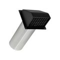 Product Image of 4" Black Plastic Wall Exhaust Hood Vent w/ Spring Damper & Screen, Flat Flange, 11" Pipe