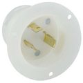 Product Image of 20A, 125V NEMA L5-20P, 2P, 3W, Flanged Inlet Locking Receptacle, Grounding (White)