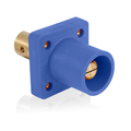 Product Image of 16 Series Single Pole Cam Type Male Panel Mount Receptacle, 90-Degree, Half Round w/ Tapped Hole, Cable Size #2, 4/0, 400A Max (Blue)