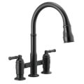 Product Image of Broderick Two Handle Pull-Down Bridge Kitchen Faucet (Matte Black)
