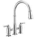 Product Image of Broderick Two Handle Pull-Down Bridge Kitchen Faucet, 1.8 GPM (Chrome)