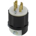 Product Image of Industrial Grade Locking Plug, 20A, 3P, NEMA L14-20P - Black/White (125/250V)