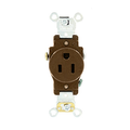 Product Image of Single Receptacle Outlet,  Smooth Face, 15A, 125V Side Wire,NEMA 5-15R, 2-Pole, 3-Wire, Self-Grounding (Brown)