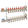 9 Loop Stainless Steel Radiant Heat Manifold w/ 1/2" Sharkbite Loops