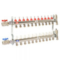11 Loop Stainless Steel Radiant Heat Manifold w/ 1/2" Sharkbite Loops