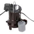 Product Image of 1/3 HP Automatic Submersible Effluent Pump w/ Wide-Angle Piggyback Float Switch - 115v - 10 ft Cord