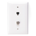 Product Image of Midsize Telephone/video Wall Jack, 6p4c X F (White)